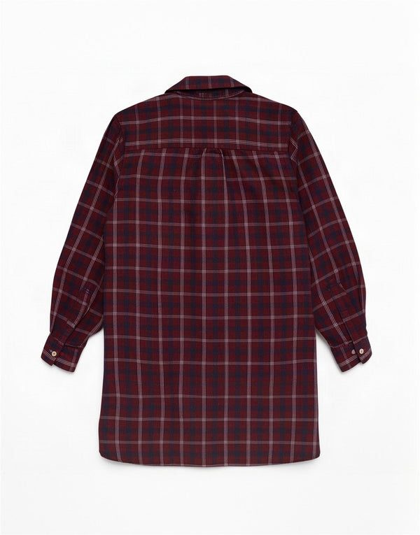 Abito camicia da donna Fat Face UK 12 Cotone a quadri bordeaux medio