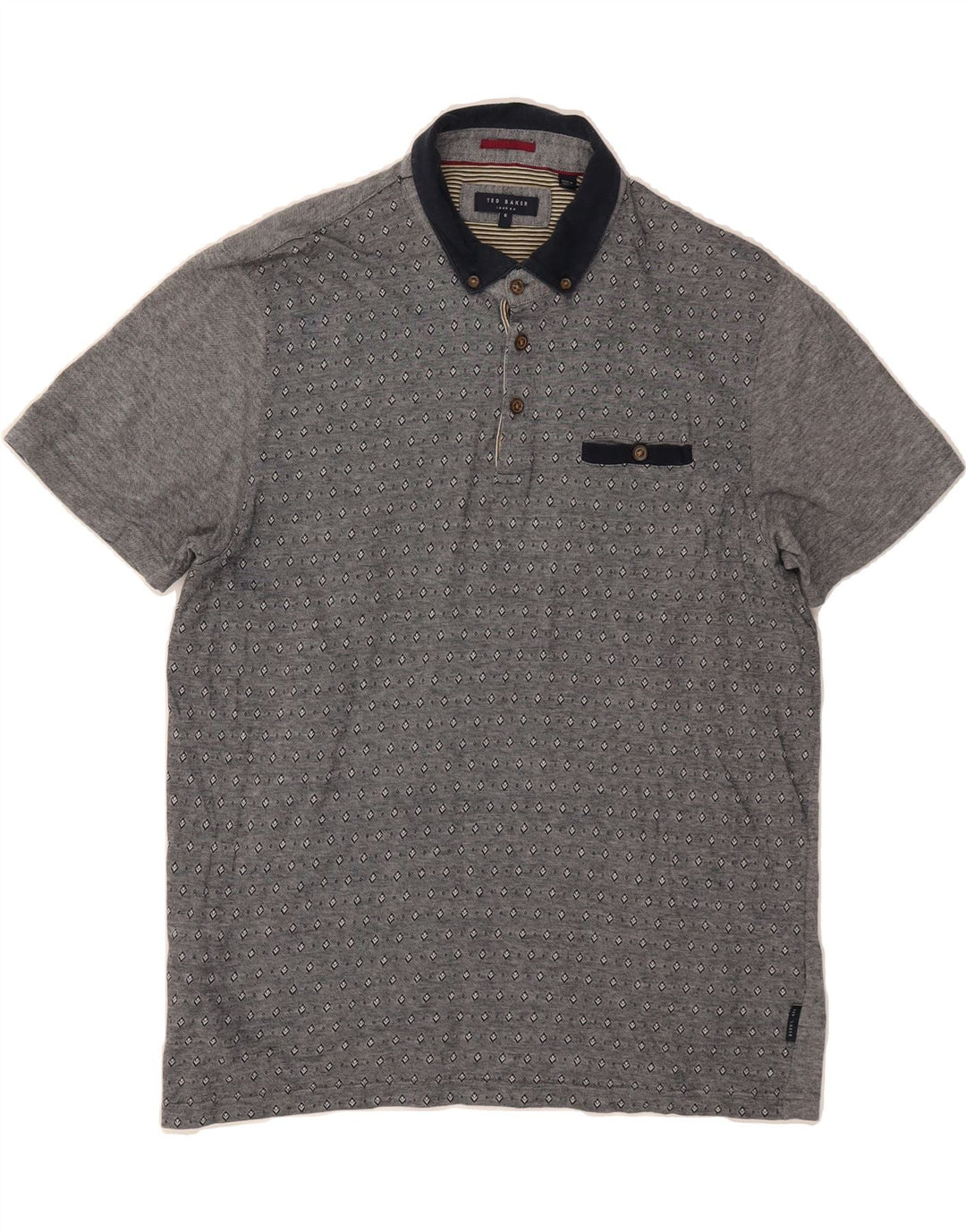 TED BAKER Mens Polo Shirt Size 6 2XL Grey Spotted Cotton Vintage Ted Baker and Second-Hand Ted Baker from Messina Hembry 