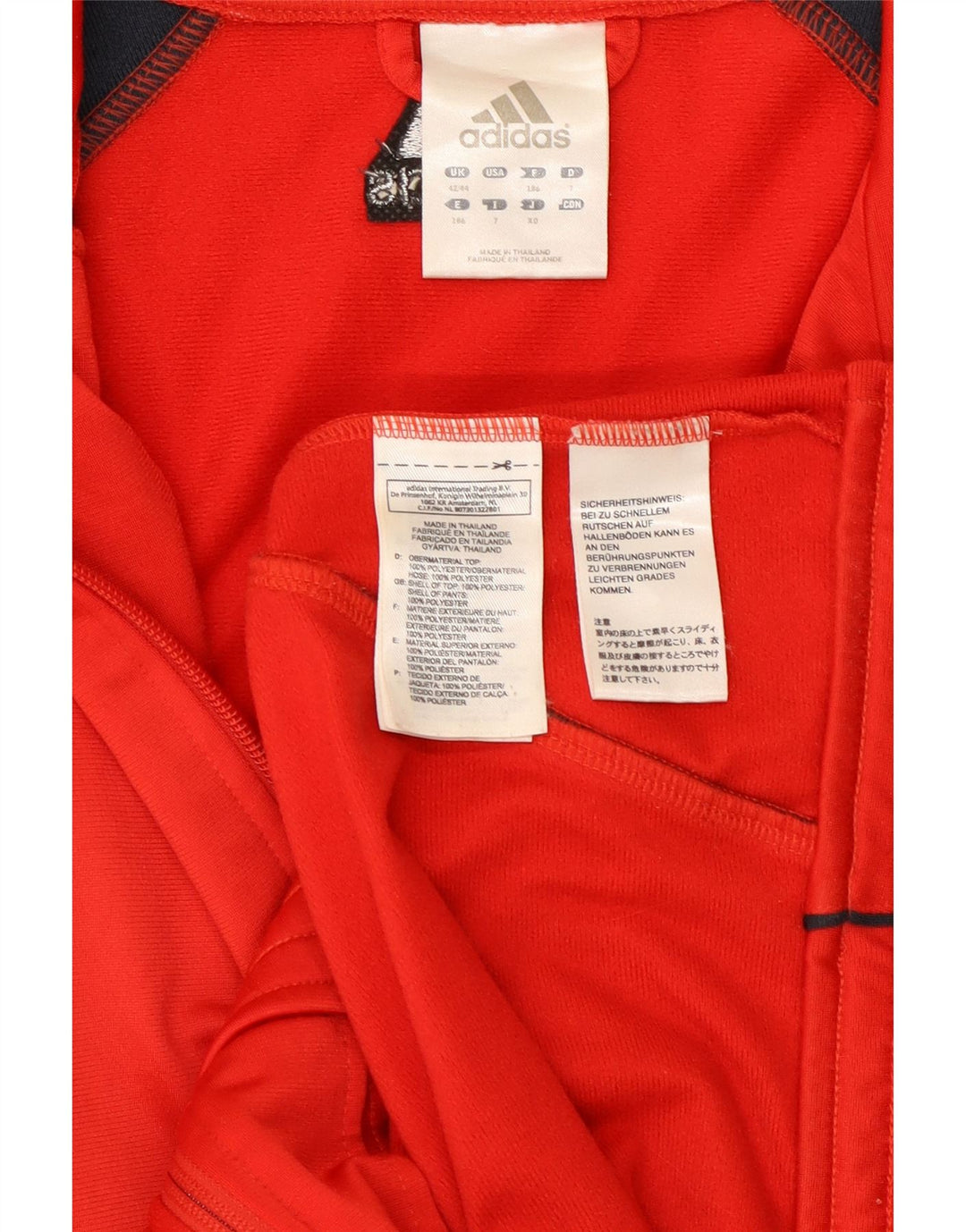 Giacca da tuta da uomo Adidas UK 42/44 Large Rosso Colourblock Poliestere