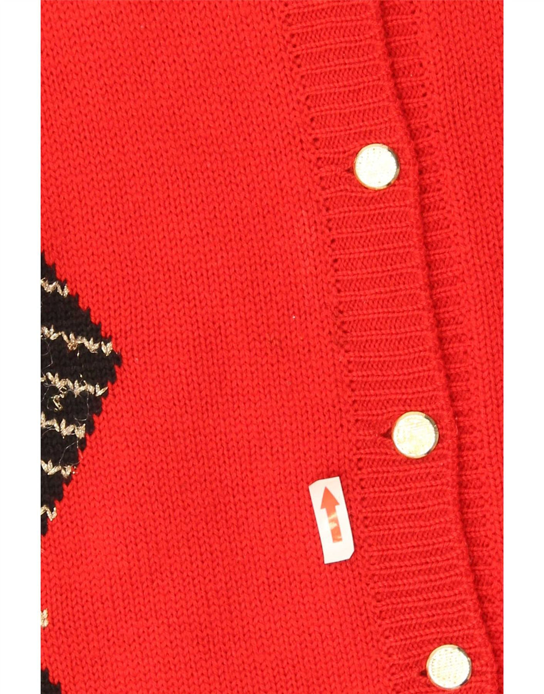 Maglione cardigan da donna vintage UK 16 grande rosso argyle/diamante
