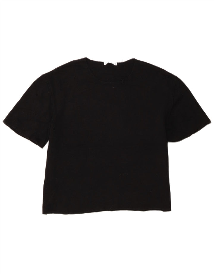 T-shirt corta oversize da donna Zara UK 10 piccola in poliestere nero