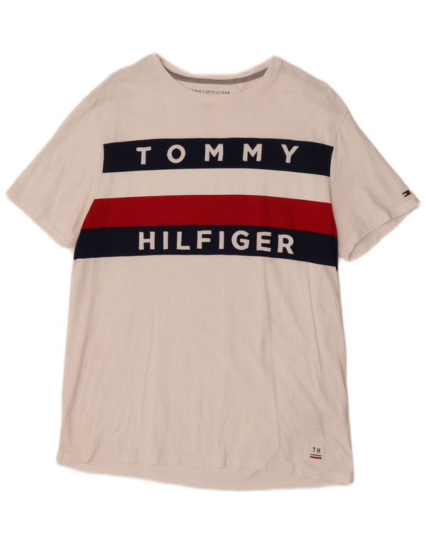 T-shirt grafica da uomo Tommy Hilfiger Top in cotone color block bianco medio