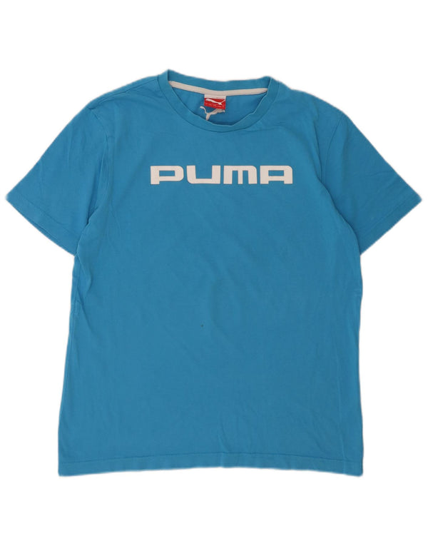 PUMA Mens Graphic T-Shirt Top Small Blue Cotton