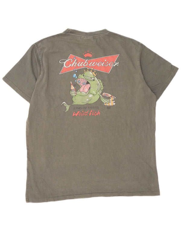T-shirt grafica da uomo Weird Fish Top grande in cotone grigio
