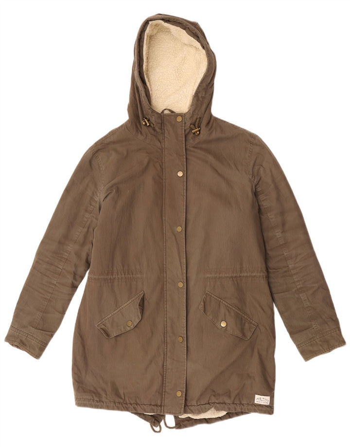 Giacca Parka Sherpa con cappuccio da donna Jack Wills UK 12 medio cachi