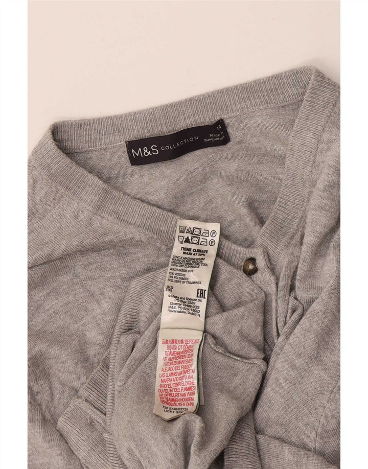 Maglione cardigan corto da donna Marks & Spencer UK 14 Grigio medio chiazzato