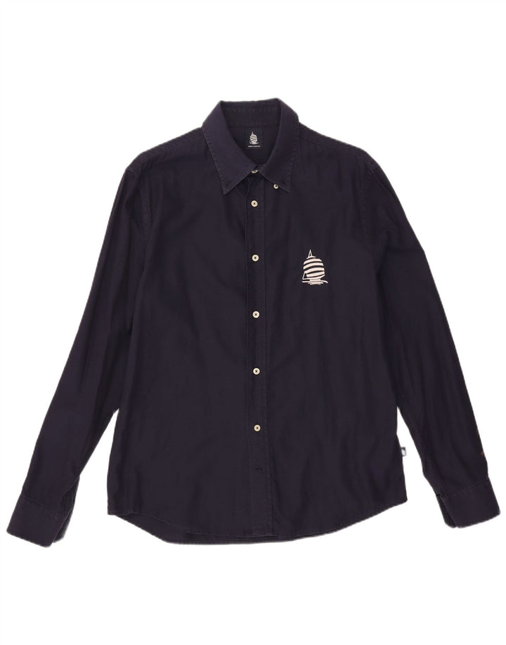 MARINA YACHTING Camicia da uomo taglia 42 grande cotone blu navy