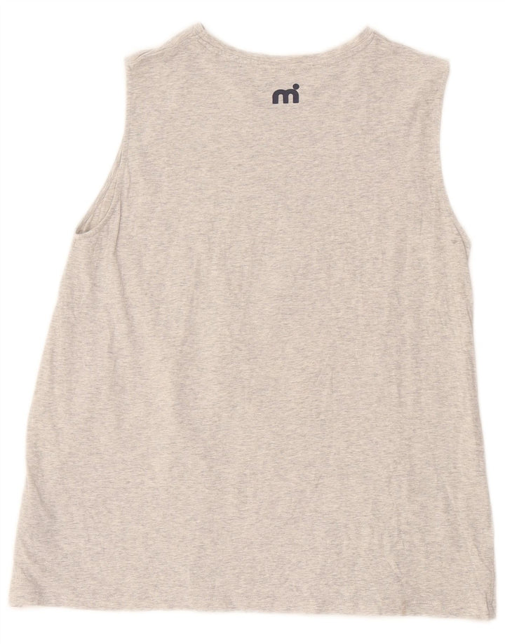 MISTRAL Womens Graphic Vest Top UK 14 Large Grey Cotton