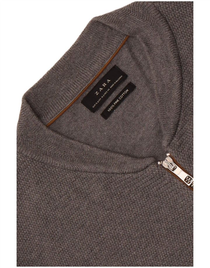 Maglione cardigan da uomo Zara XL in cotone grigio