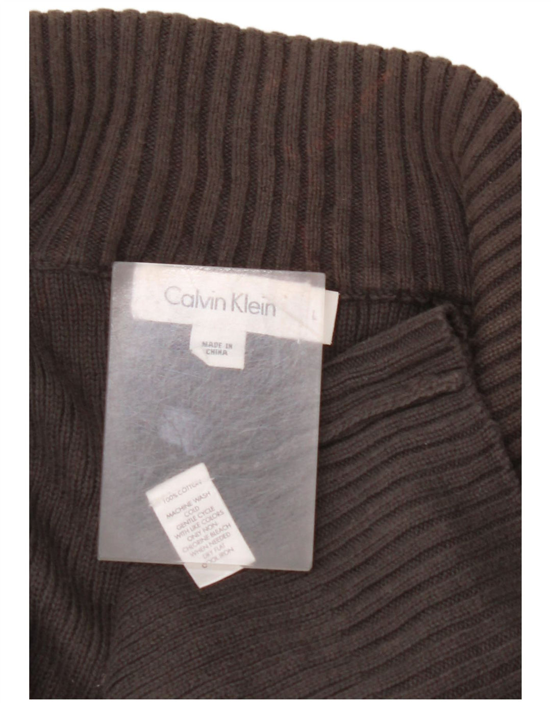 CALVIN KLEIN Maglione da uomo con zip e collo grande in cotone grigio