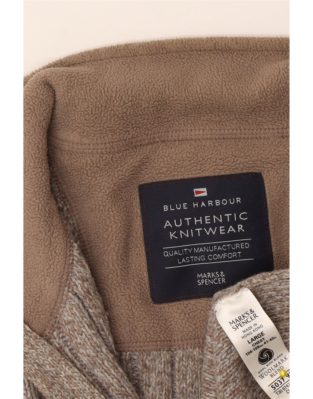 Maglione cardigan da uomo Marks & Spencer grande lana screziata marrone