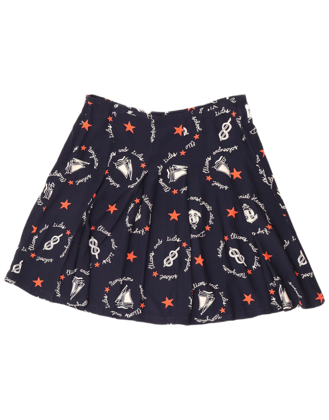 Gonna a trapezio con grafica vintage da donna W30 medio blu navy geometrico