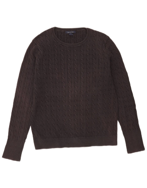 Maglione maglione con scollo a barca da donna Lands End UK 10 piccolo cotone blu navy