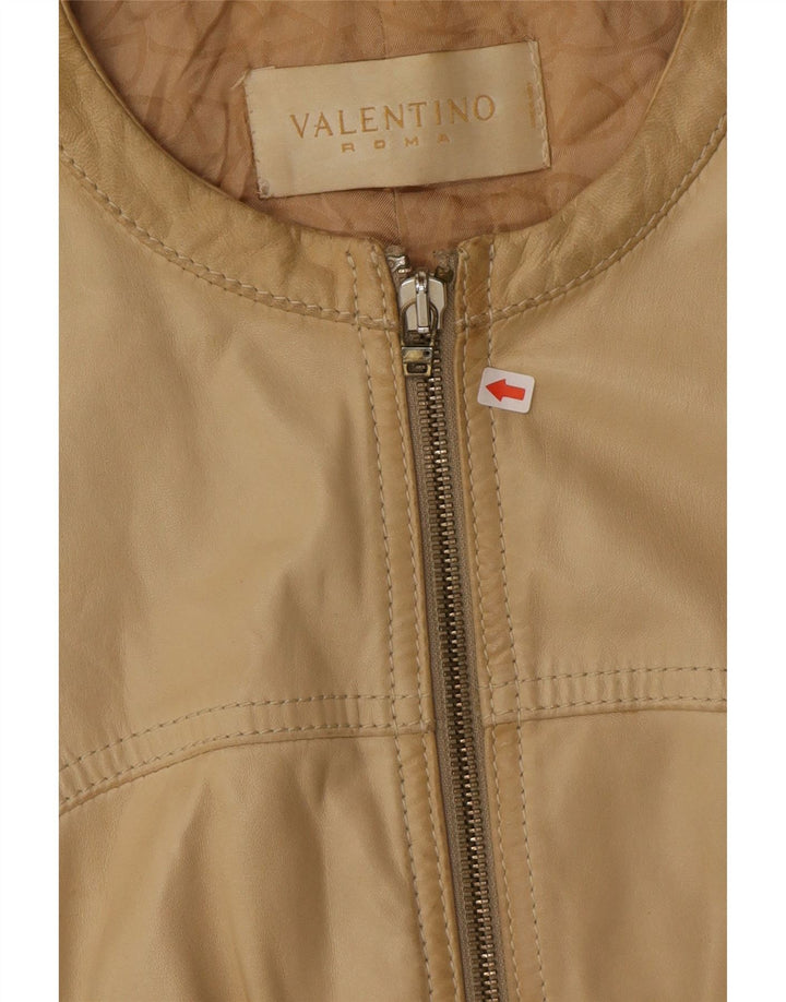 Giacca in pelle corta da donna Valentino IT 40 piccola in pelle beige