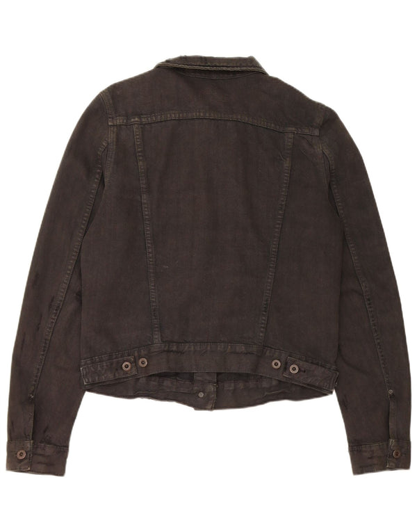 Polo Ralph Lauren Giacca in denim corto invecchiato da donna UK 14 medio nero