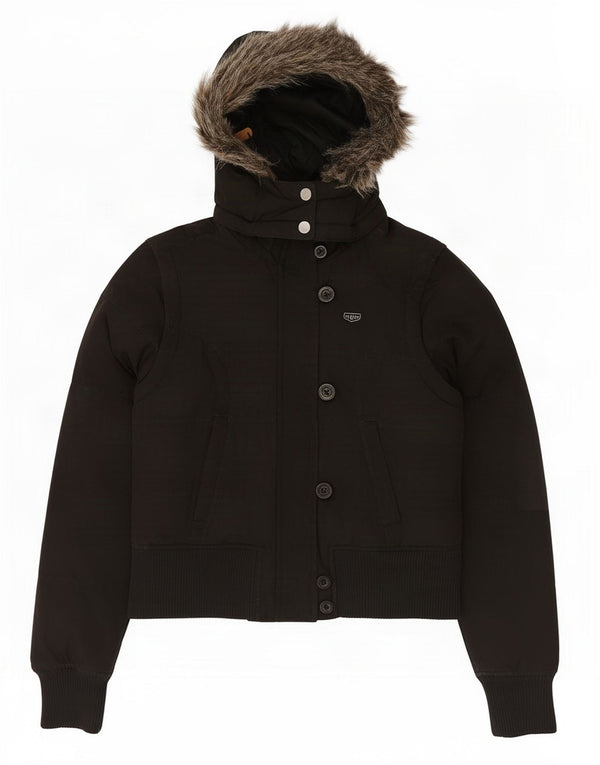 Giacca imbottita con cappuccio da donna Tommy Hilfiger UK 10 piccola in acrilico nero