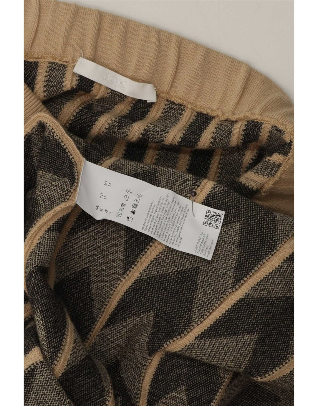 Gonna svasata in maglia da donna Hugo Boss media W30 lana geometrica beige