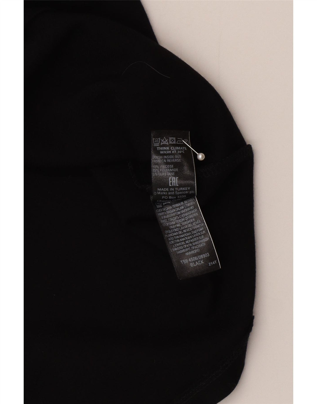 Minigonna da donna Marks & Spencer UK 14 grande W30 viscosa nera