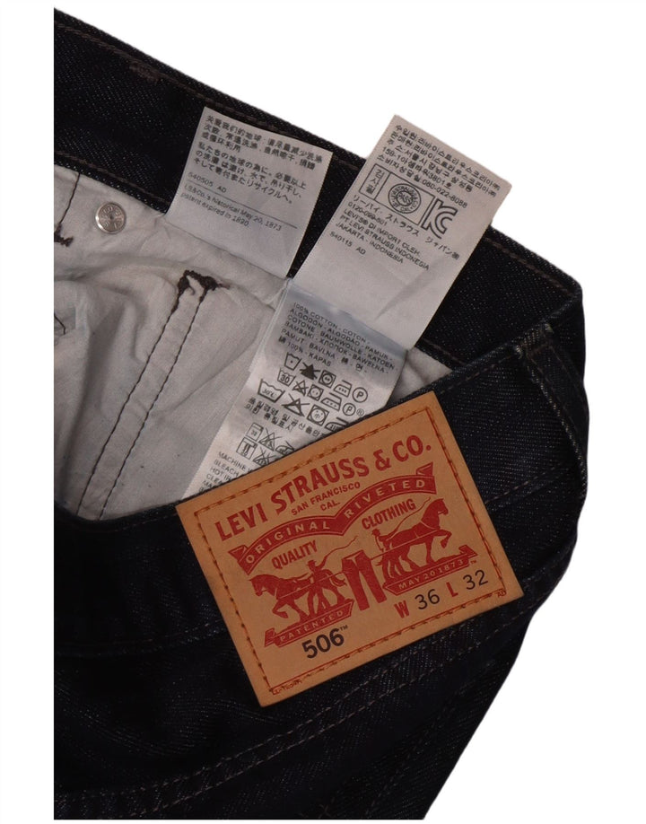 LEVI'S Mens 506 Straight Jeans W36 L29 Navy Blue Cotton
