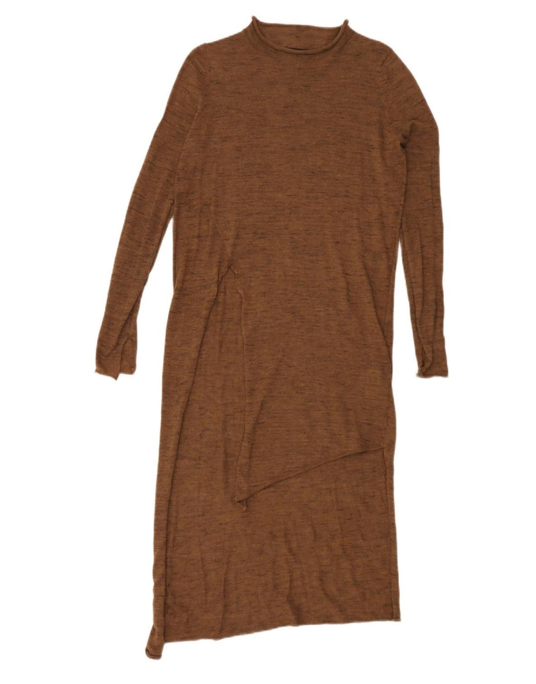 Abito maglione asimmetrico da donna Zara UK 10 piccolo poliestere marrone