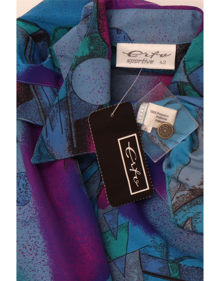 ERTO Camicia da donna con motivo astratto EU 42 Large Blu Colourblock Poliestere