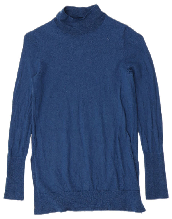 Maglione maglione da donna con collo dolcevita Jigsaw UK 8 piccolo in lana blu
