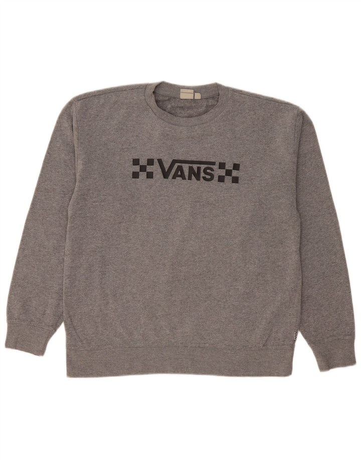Felpa con grafica da uomo Vans, maglione, cotone grigio medio