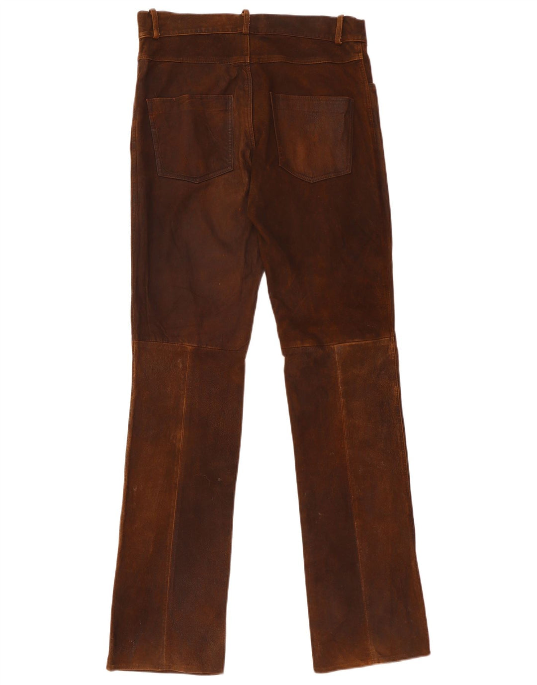 Pantaloni dritti in pelle vintage da donna W30 L35 Marrone