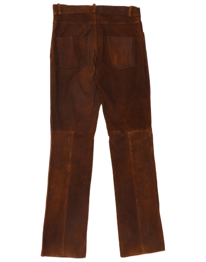 Pantaloni dritti in pelle vintage da donna W30 L35 Marrone