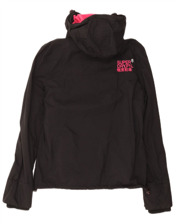 Giacca a vento con cappuccio da donna Superdry UK 14 nylon nero medio