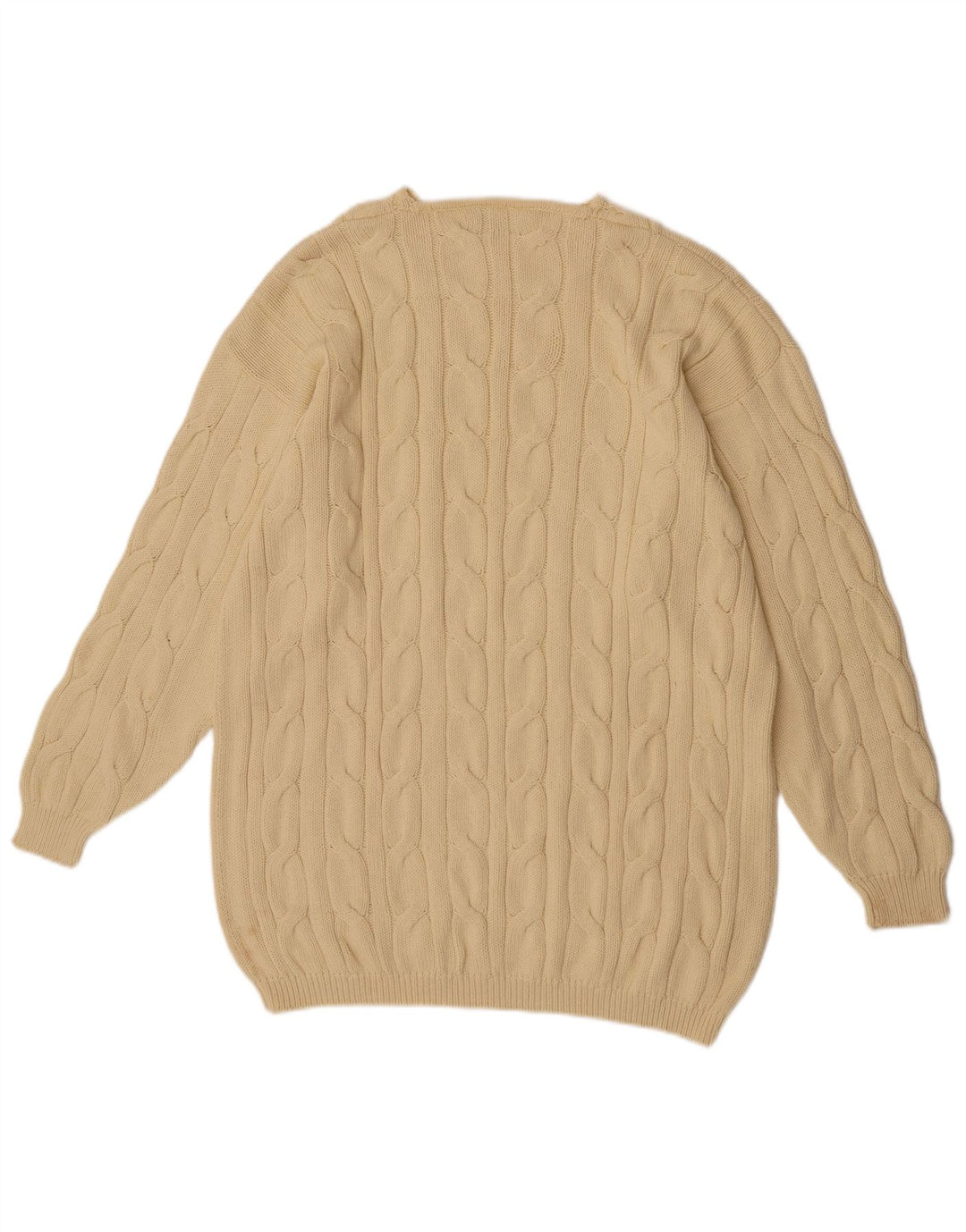 Maglione girocollo da uomo vintage in cotone giallo grande