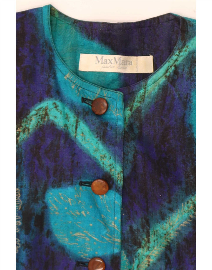 Giacca blazer da donna Max Mara con maniche a 3/4 e 7 bottoni UK 14 Blu medio floreale