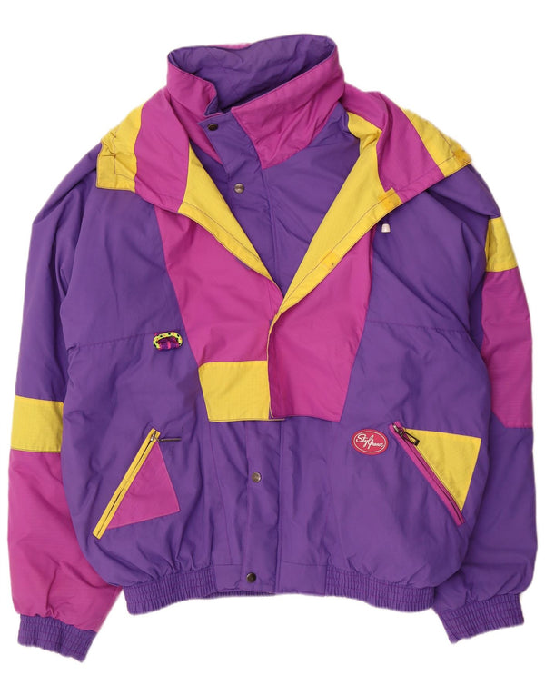 Giacca da sci vintage da uomo IT 54 XL Viola color block in poliammide