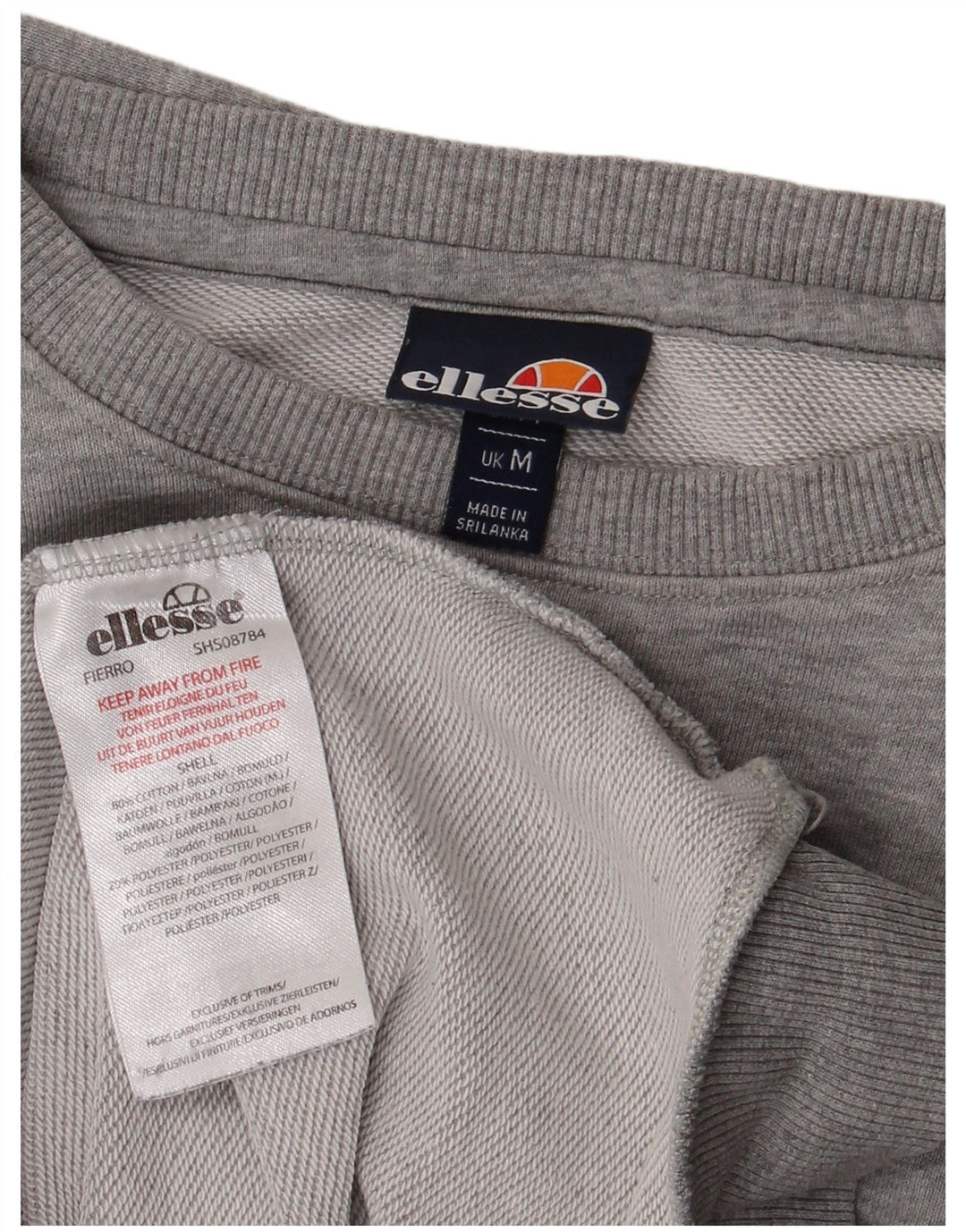 ELLESSE Felpa Uomo Maglione Cotone Grigio Medio