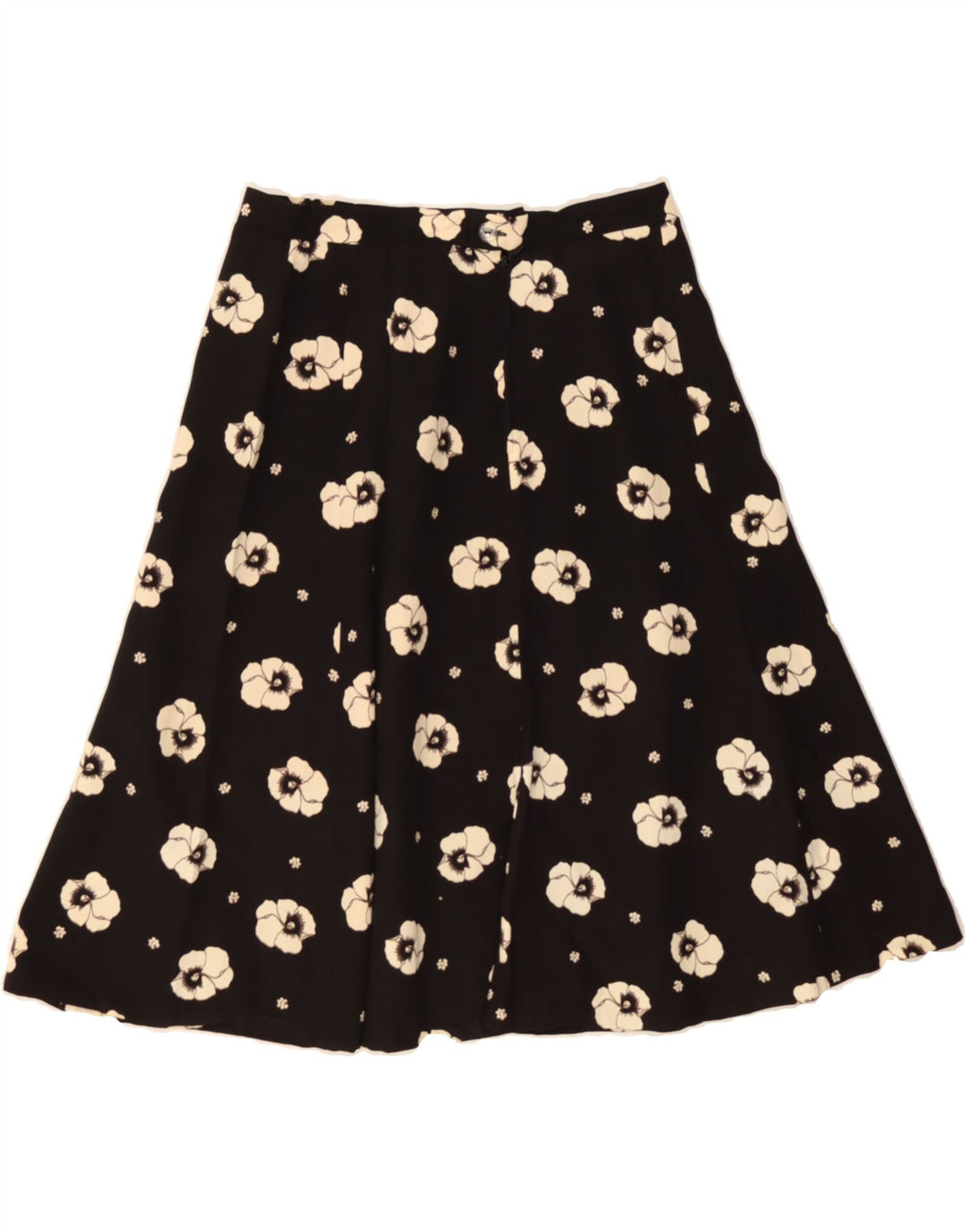 VINTAGE Womens A-Line Skirt IT 42 Medium W30  Black Floral Triacetate Vintage Vintage and Second-Hand Vintage from Messina Hembry 