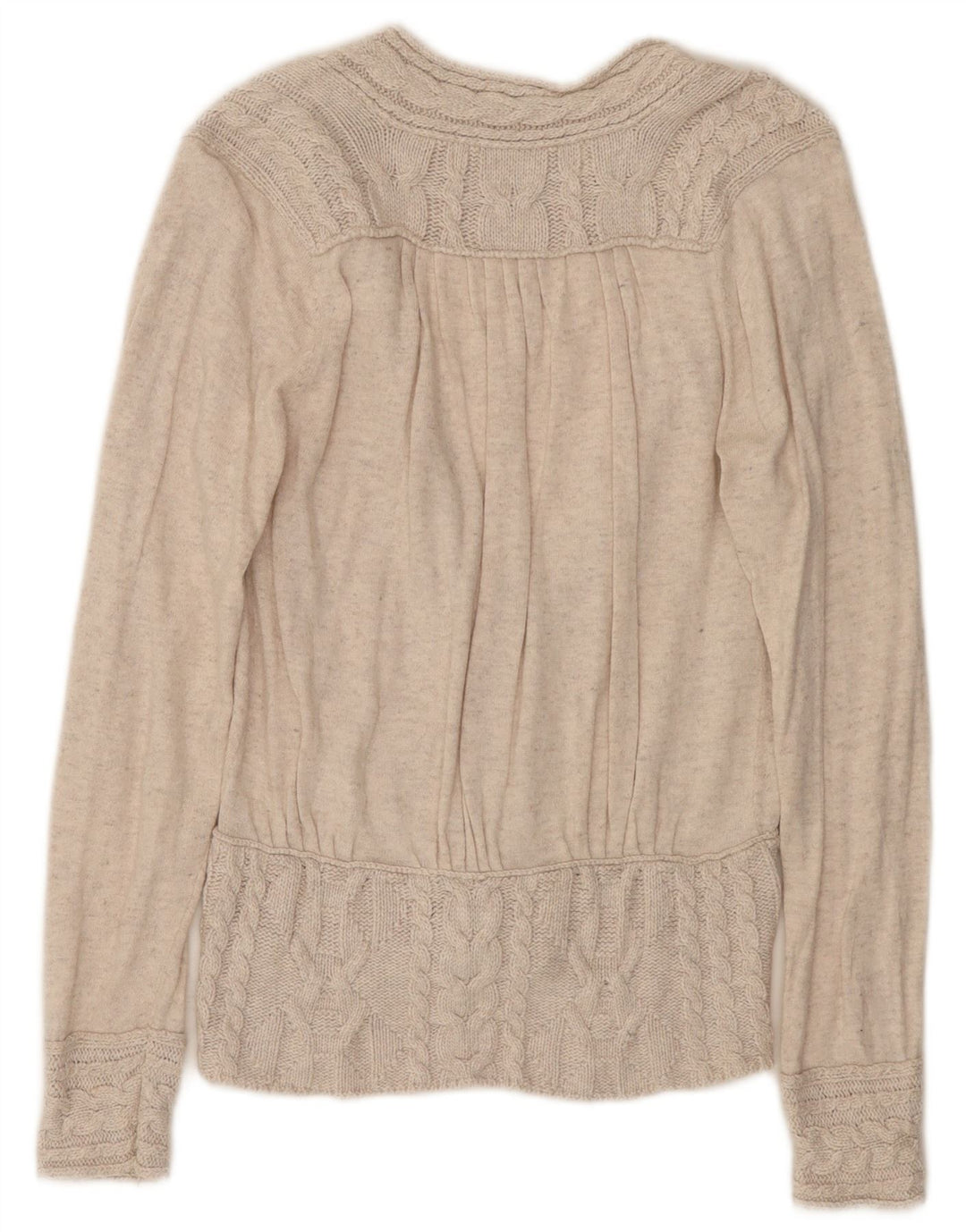 Maglione Cardigan Da Donna ZARA UK 14 Grande Cotone Beige