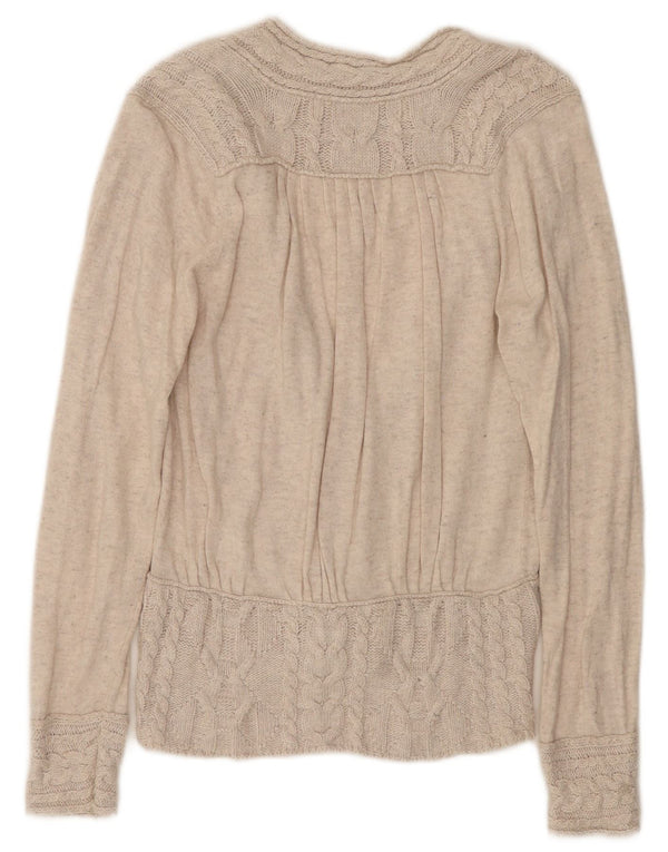 Maglione Cardigan Da Donna ZARA UK 14 Grande Cotone Beige