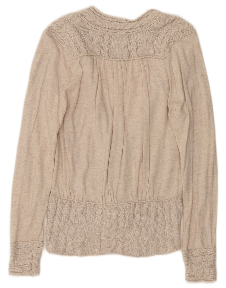 Maglione Cardigan Da Donna ZARA UK 14 Grande Cotone Beige