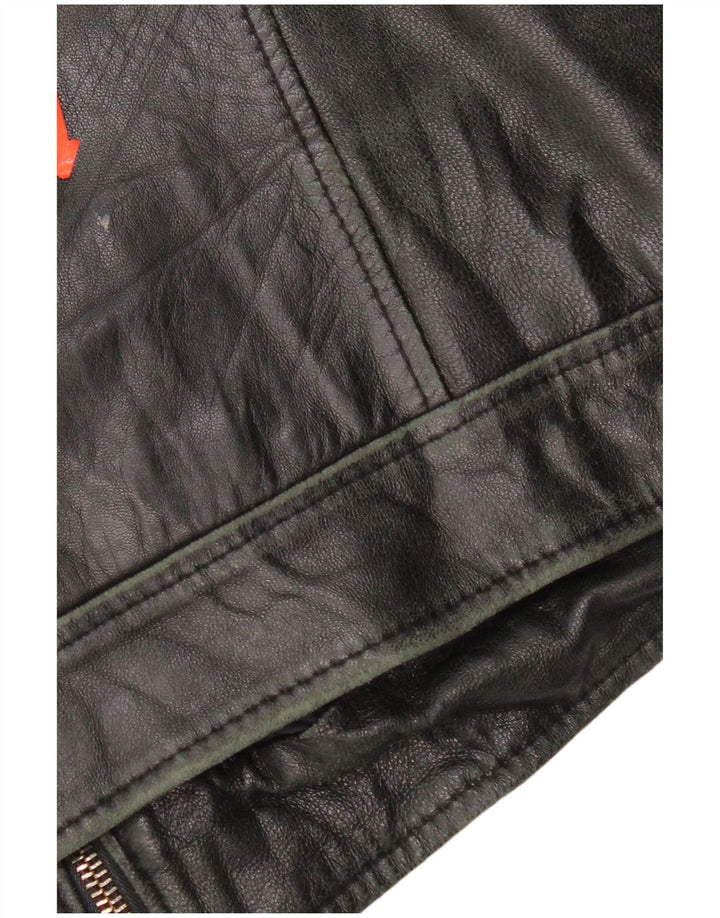 Lavorazione Artigianale Giacca in Pelle Uomo IT 48 Media Pelle Nera