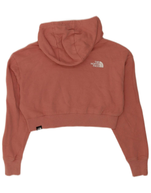Felpa con cappuccio corta da donna The North Face vestibilità ampia UK 6 XS cotone rosa