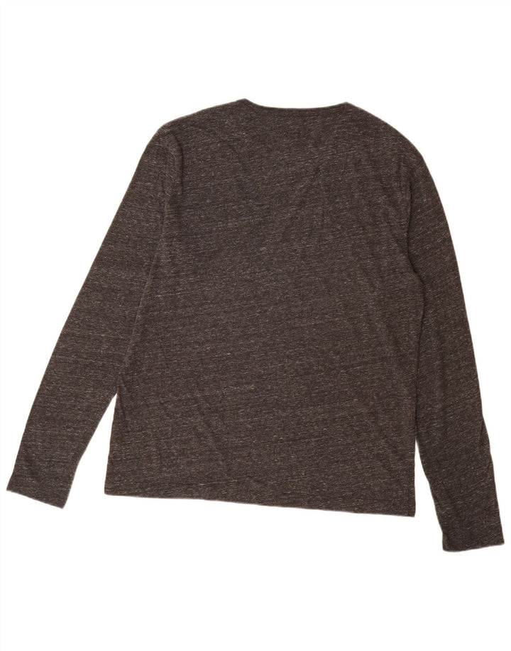 Jack Wills Top da uomo a maniche lunghe in cotone screziato grigio medio