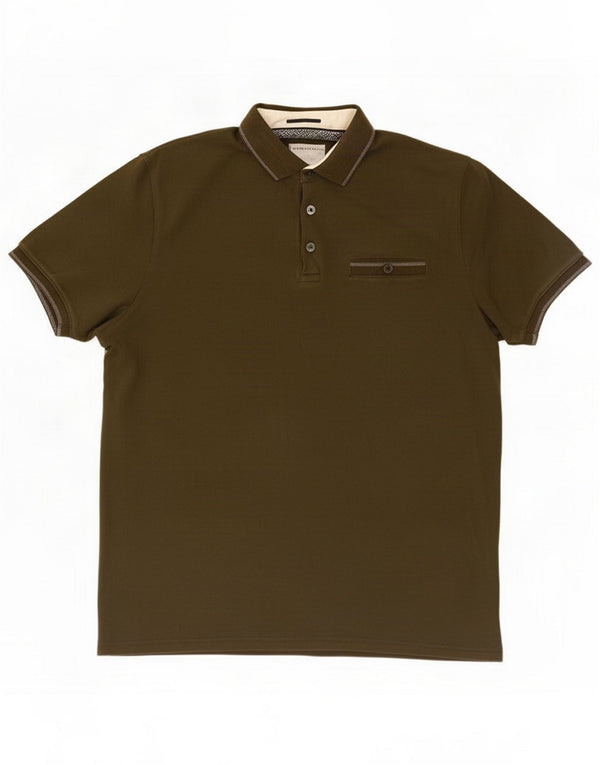 Ted Baker Mens Polo Shirt Size 4 Large Khaki Cotton