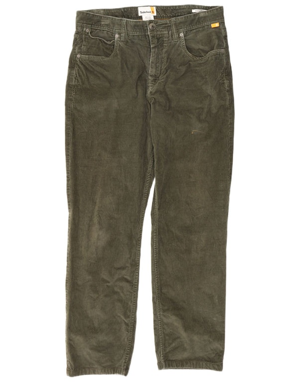 Pantaloni dritti da uomo in velluto a coste Timberland W32 L28 cotone verde