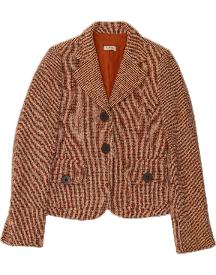 MAX & CO. Womens 2 Button Blazer Jacket UK 14 Large Brown Check Wool Vintage Max & Co. and Second-Hand Max & Co. from Messina Hembry 