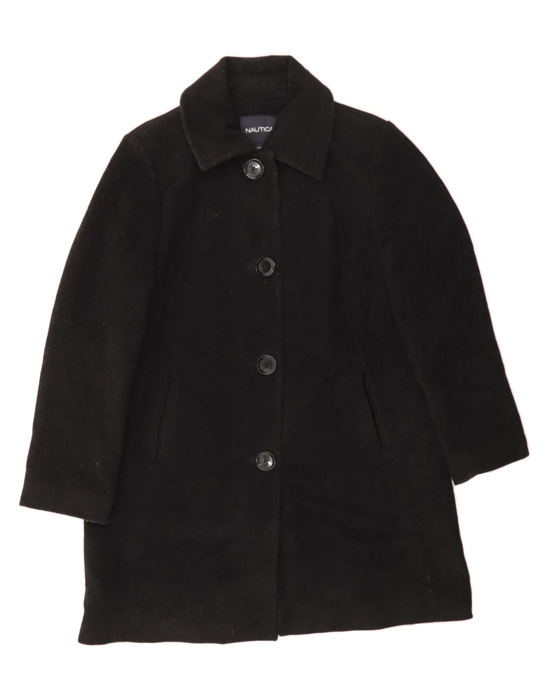 NAUTICA Womens Overcoat UK 14 Medium Black Wool Vintage Nautica and Second-Hand Nautica from Messina Hembry 