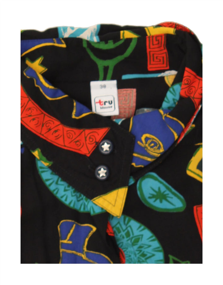 TRU Womens Abstract Pattern Shirt Blouse EU 38 Medium Black Viscose Vintage Tru and Second-Hand Tru from Messina Hembry 