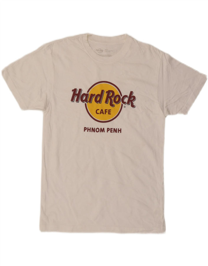 HARD ROCK CAFE T-shirt grafica da uomo Phnom Penh Top piccola in cotone bianco
