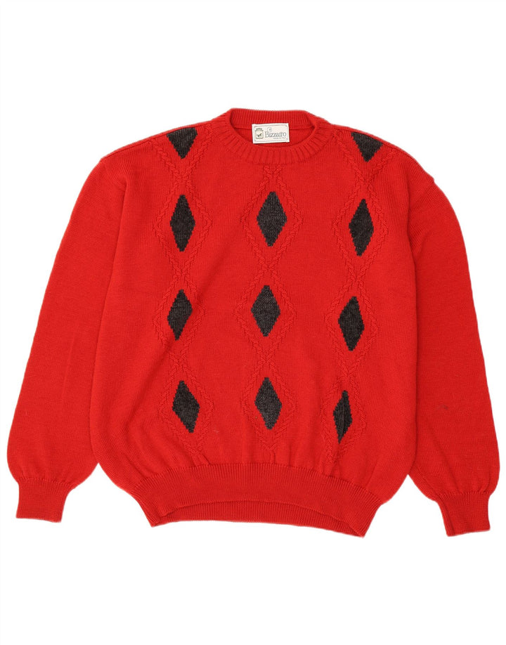 Maglione maglione girocollo da uomo Bizzarro IT 52 XL Rosso Argyle/Diamante