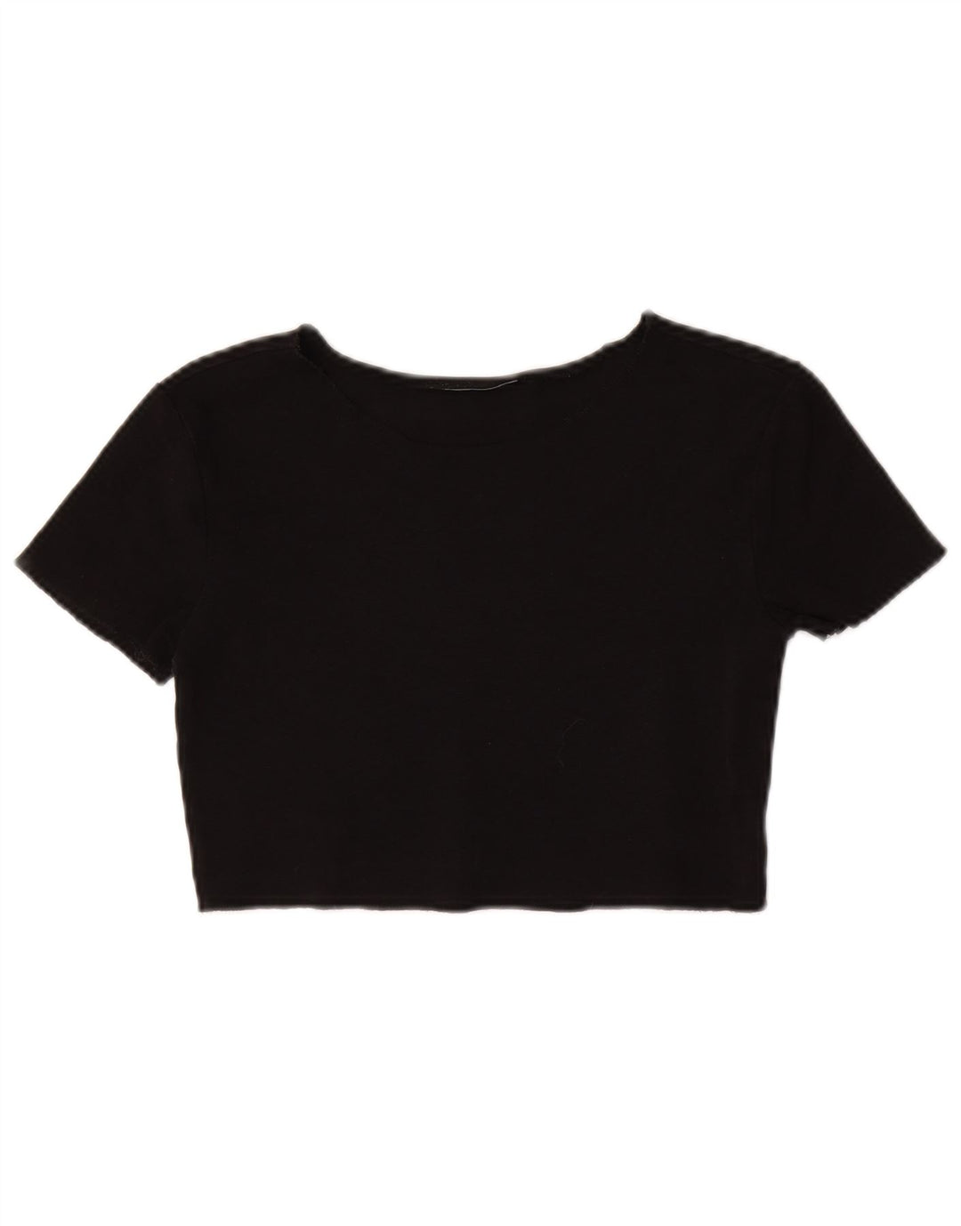 ZARA Womens Crop Blouse Top UK 12 Medium Black Cotton