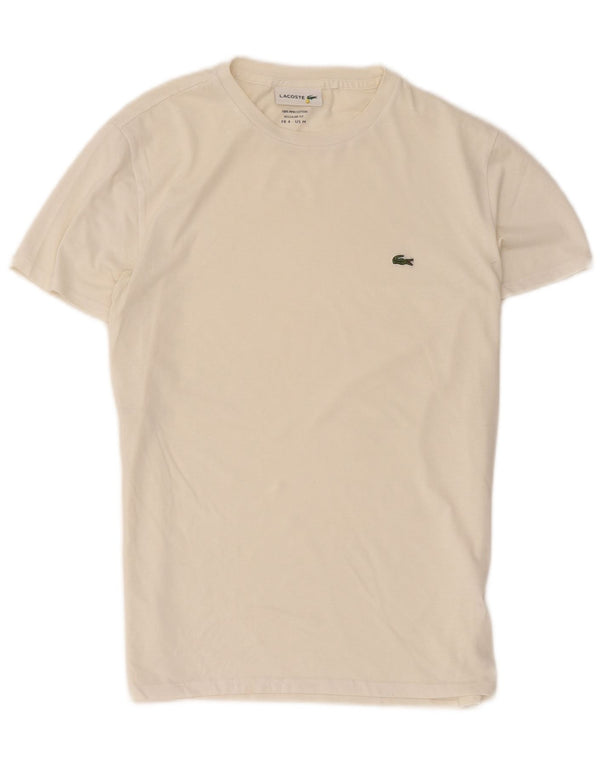 Lacoste Womens Regular Fit T-Shirt Top Size 4 Medium Off White Cotton